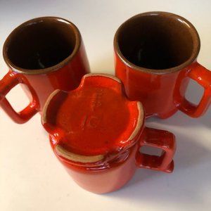 Frankoma Pottery - 4 oz footed mugs Red
